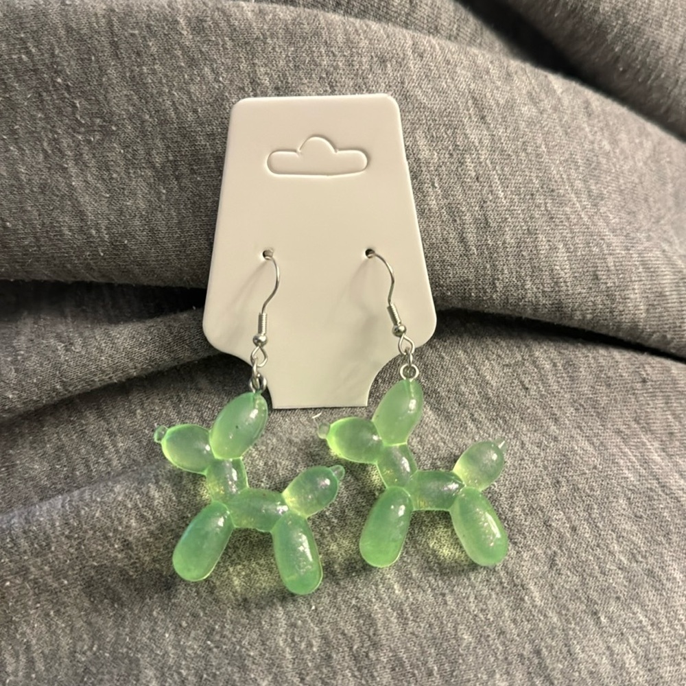 GREEN BALLOON DOG cute earrings kawaii food animal - bundle for discount​​